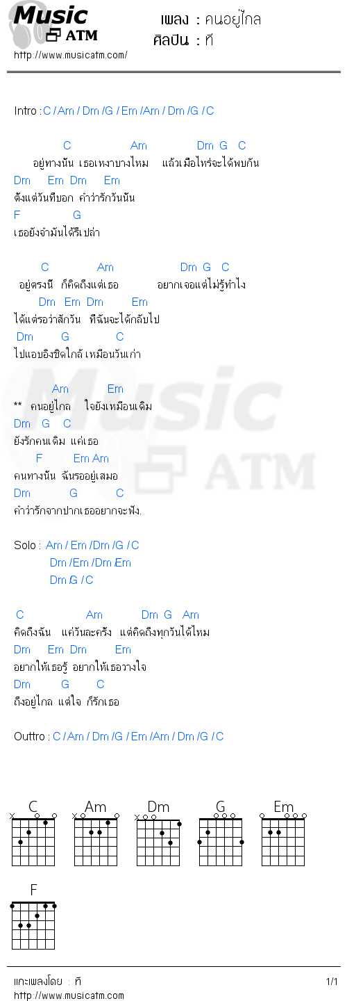 คอร์ดเพลง คนอยู่ไกล