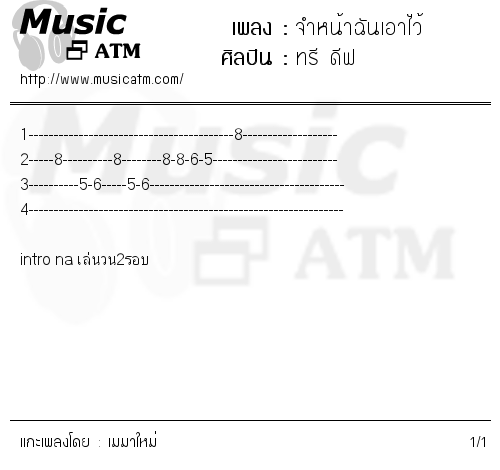 คอร์ดเพลง จำหน้าฉันเอาไว้