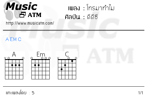 คอร์ดเพลง โทรมาทำไม