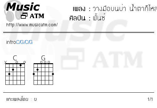 คอร์ดเพลง วางมือบนบ่า น้ำตาก็ไหล