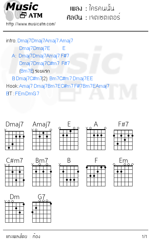 คอร์ดเพลง ใครคนนั้น