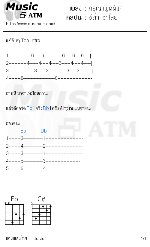 คอร์ดเพลง กรุณาพูดดังๆ