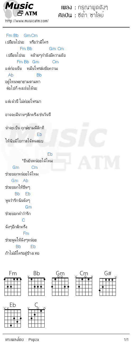 คอร์ดเพลง กรุณาพูดดังๆ