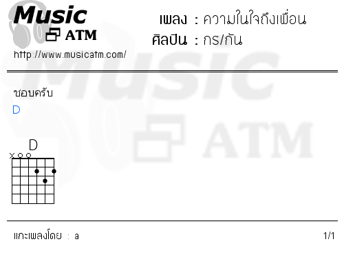 คอร์ดเพลง ความในใจถึงเพื่อน