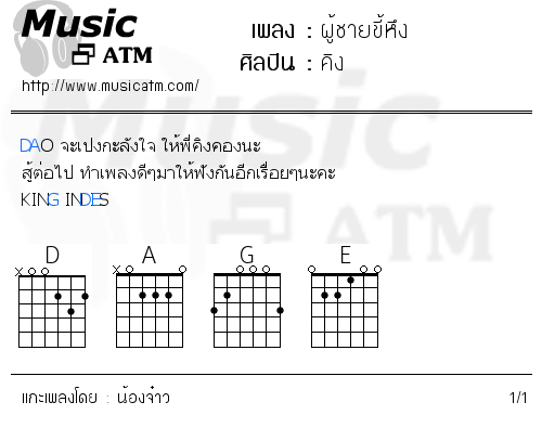 คอร์ดเพลง ผู้ชายขี้หึง