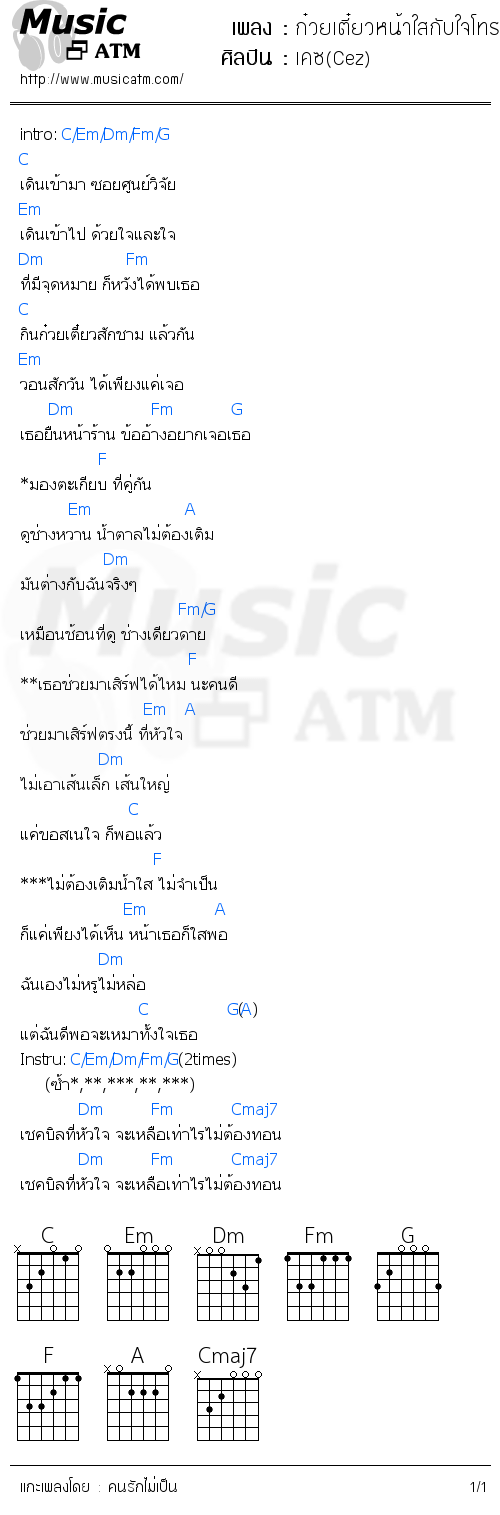 คอร์ดเพลง ก๋วยเตี๋ยวหน้าใสกับใจโทรมๆ jingle ส่งhot