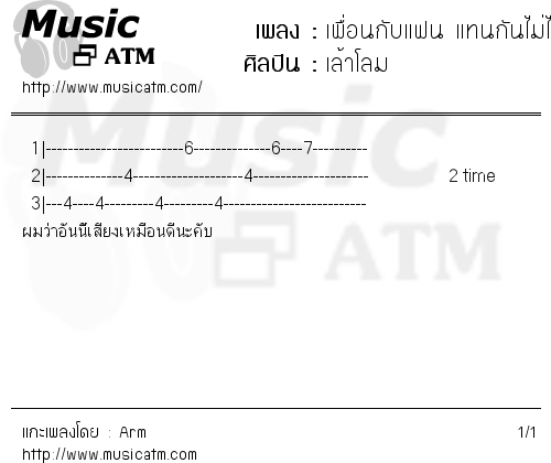 คอร์ดเพลง เพื่อนกับแฟน แทนกันไม่ได้