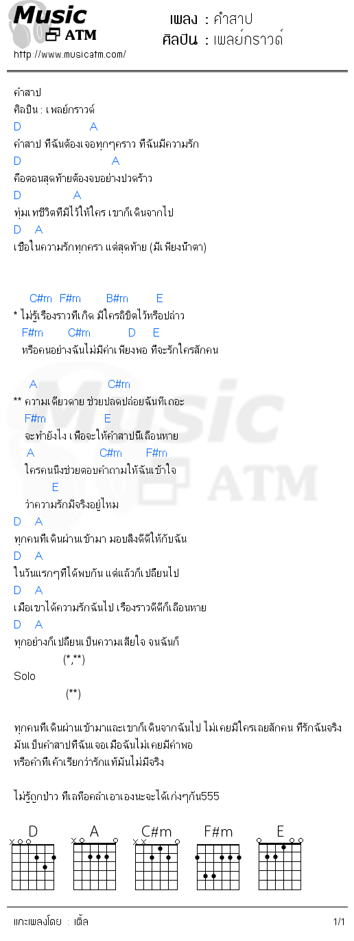 คอร์ดเพลง คำสาป