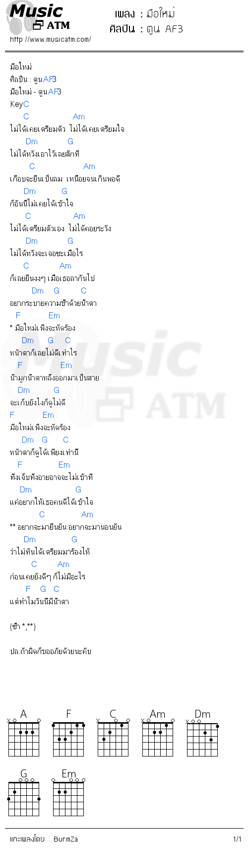 คอร์ดเพลง มือใหม่