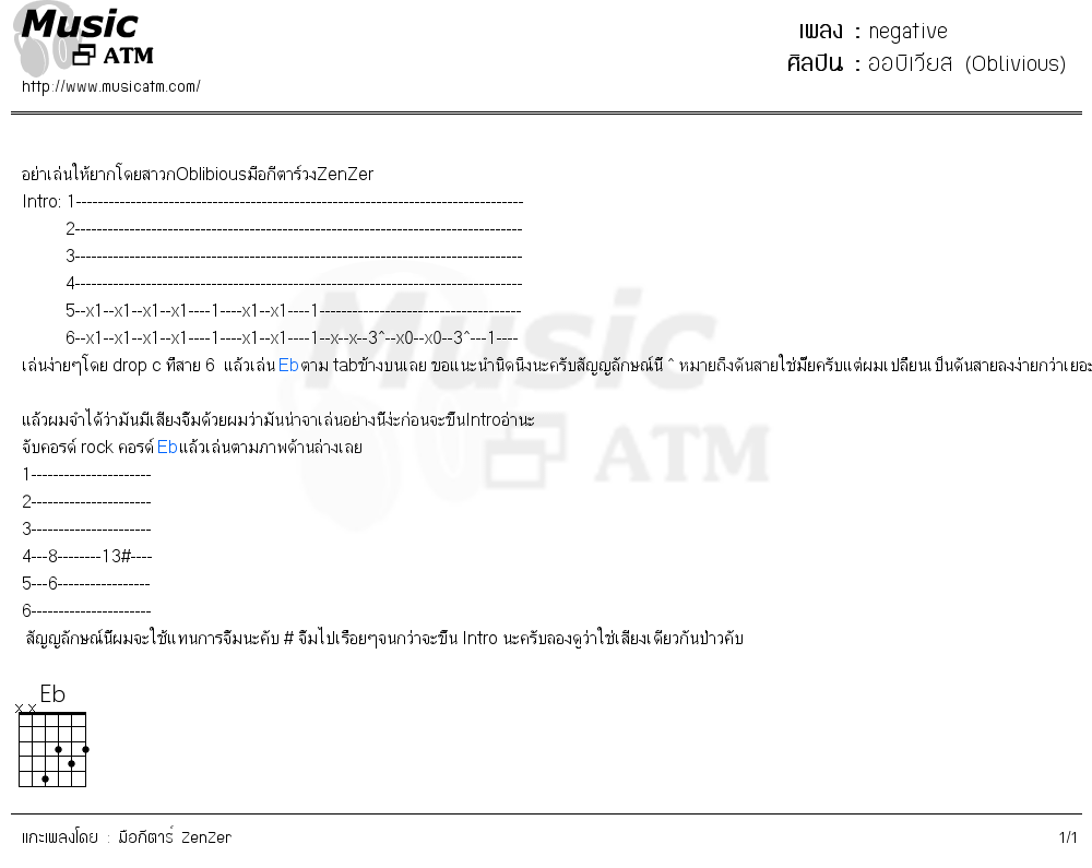 คอร์ดเพลง negative