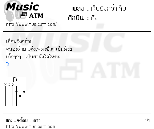 คอร์ดเพลง เจ็บยิ่งกว่าเจ็บ