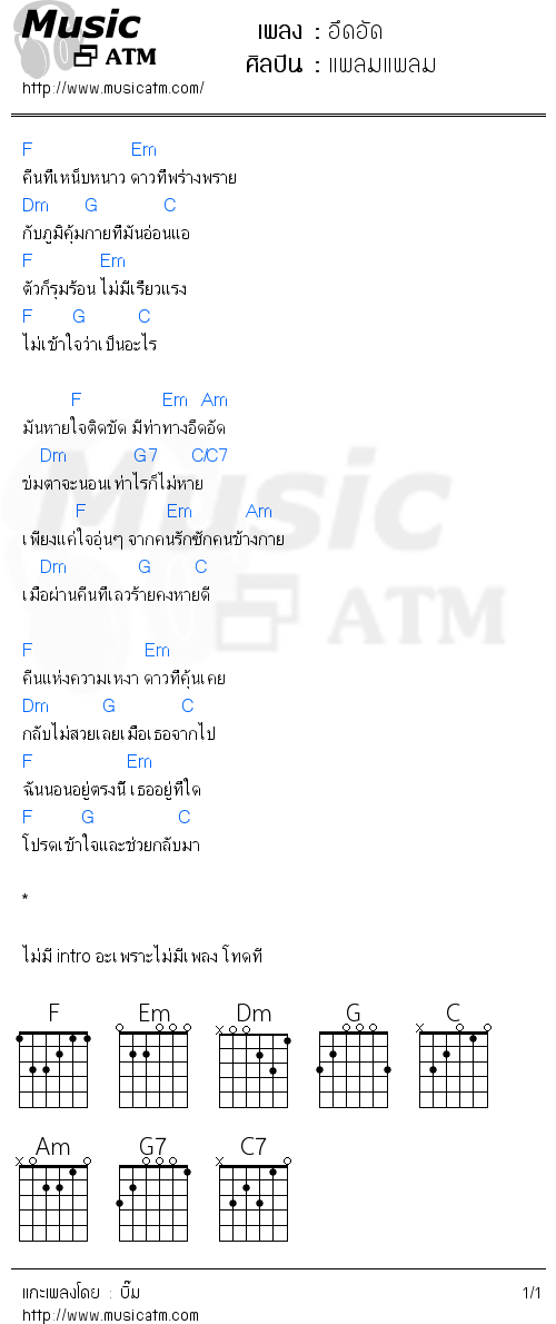 คอร์ดเพลง อึดอัด