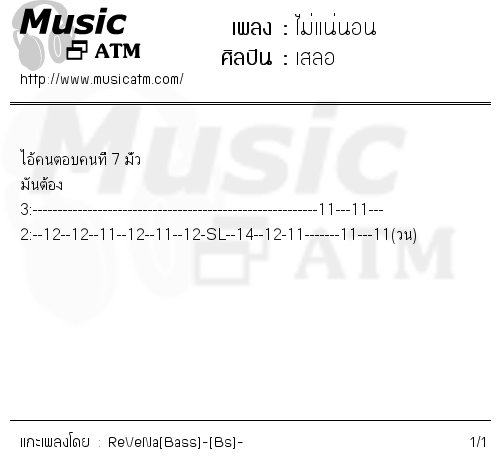 คอร์ดเพลง ไม่แน่นอน