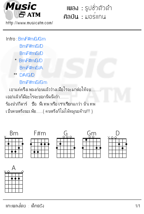 คอร์ดเพลง รูปชั่วตัวดำ