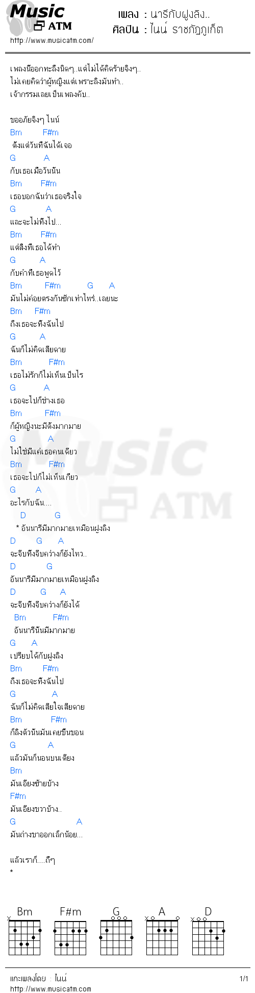 คอร์ดเพลง นารีกับฝูงลิง..