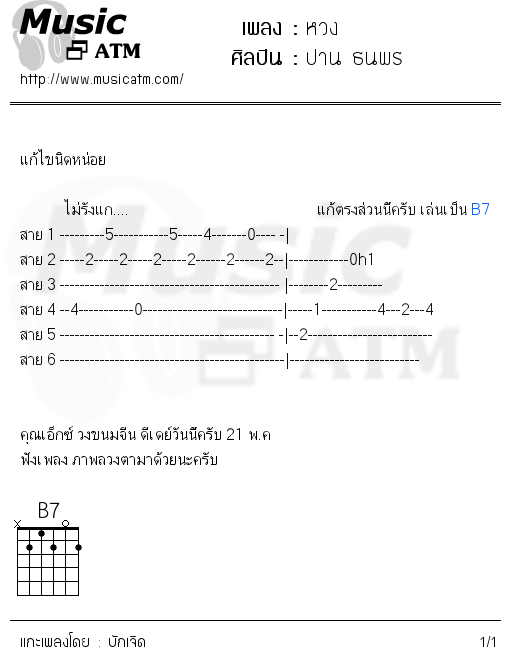 คอร์ดเพลง หวง