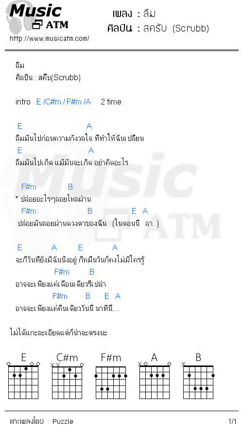 คอร์ดเพลง ลืม