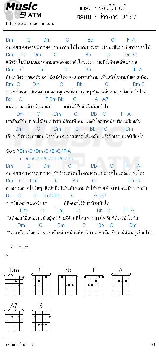 คอร์ดเพลง ขอนไม้กับขี้