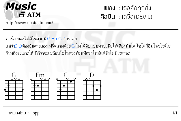 คอร์ดเพลง เธอคือทุกสิ่ง