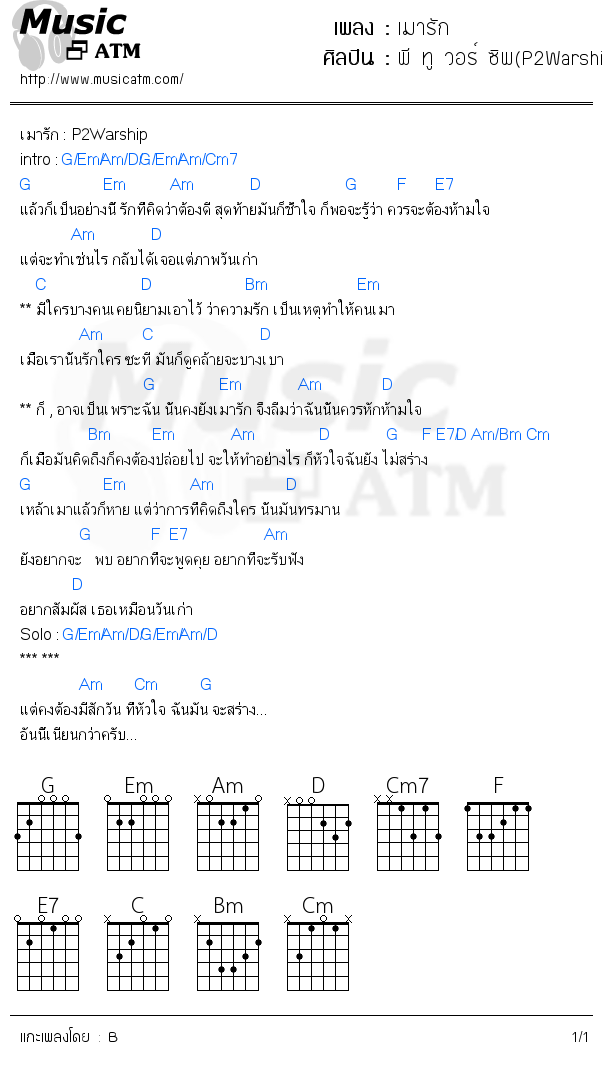 คอร์ดเพลง เมารัก