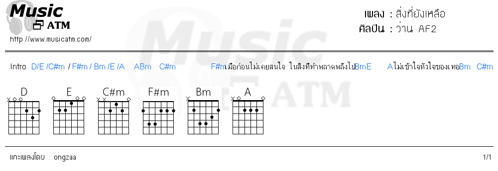 คอร์ดเพลง สิ่งที่ยังเหลือ