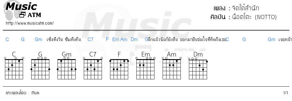 คอร์ดเพลง จิตใต้สำนึก