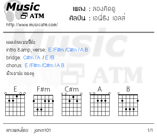 คอร์ดเพลง ลองคิดดู