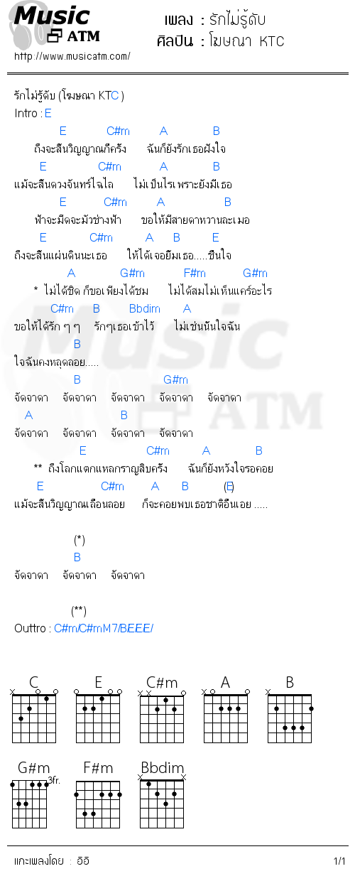 คอร์ดเพลง รักไม่รู้ดับ