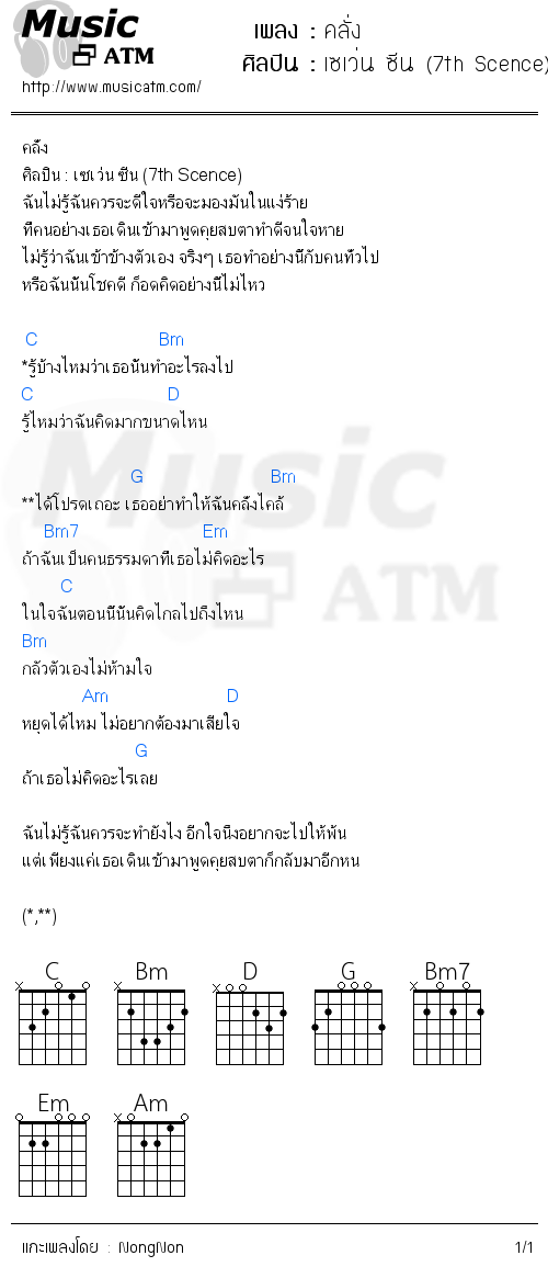 คอร์ดเพลง คลั่ง