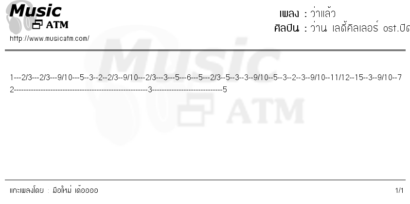 คอร์ดเพลง ว่าแล้ว