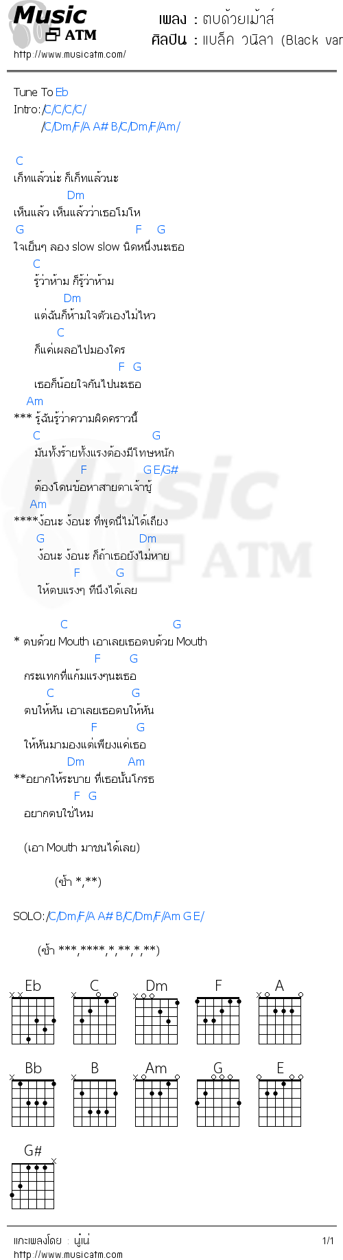 คอร์ดเพลง ตบด้วยเม้าส์