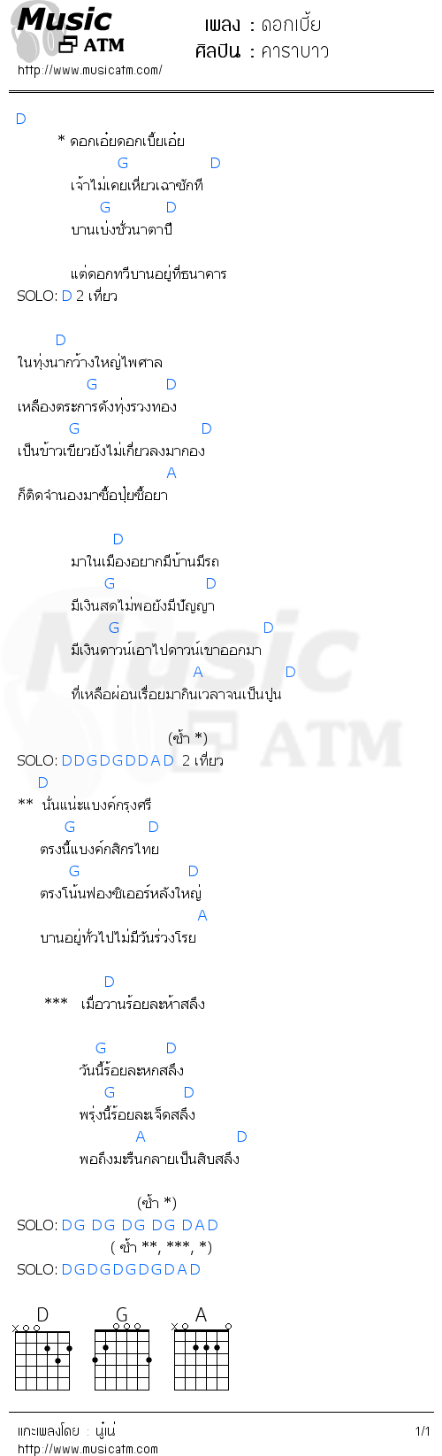 คอร์ดเพลง ดอกเบี้ย