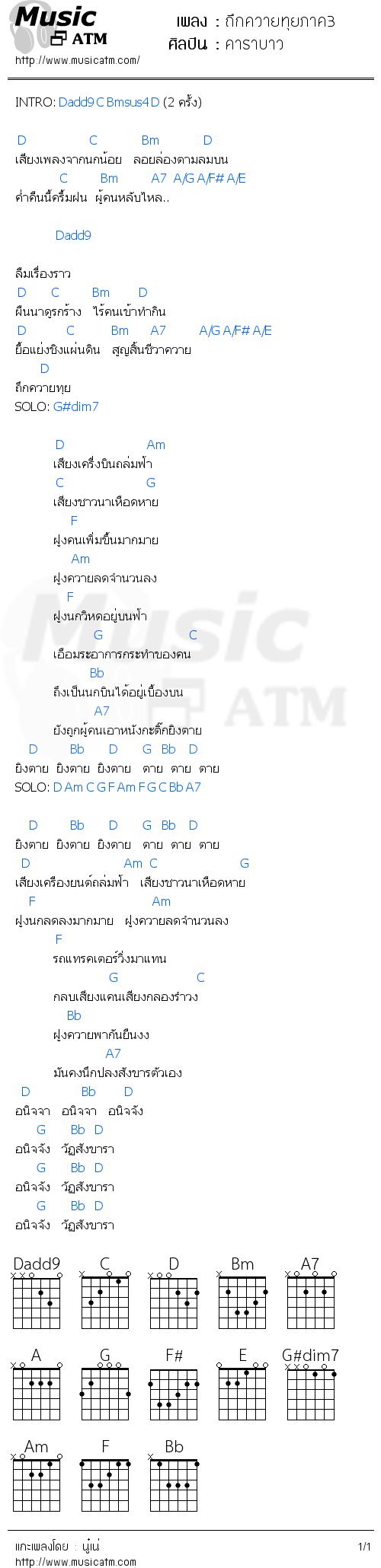 คอร์ดเพลง ถึกควายทุยภาค3