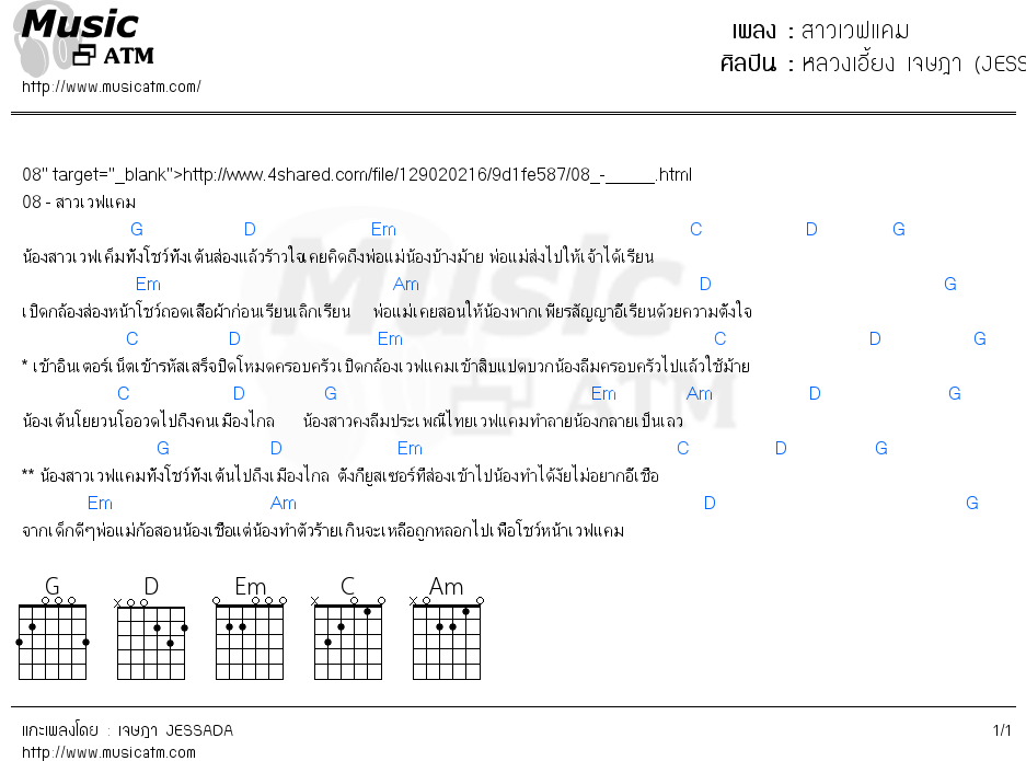 คอร์ดเพลง สาวเวฟแคม