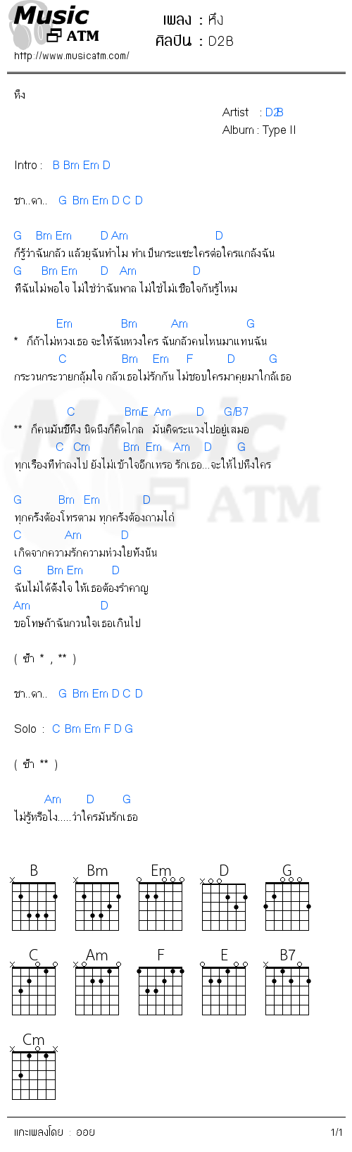 คอร์ดเพลง หึง