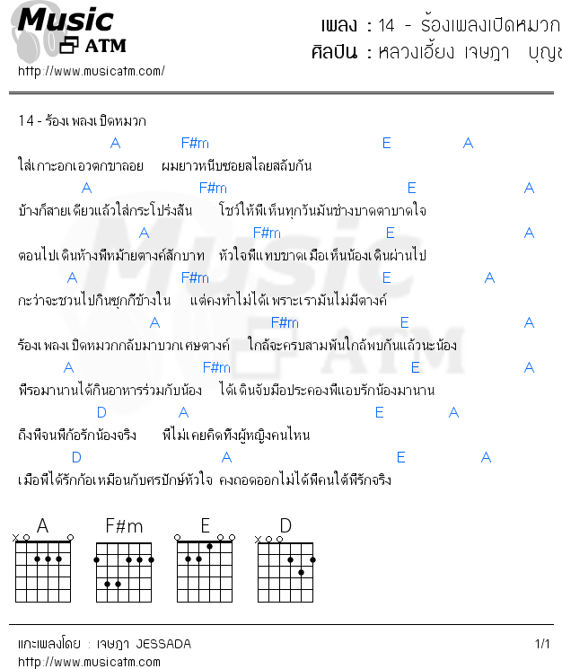 คอร์ดเพลง 14 - ร้องเพลงเปิดหมวก