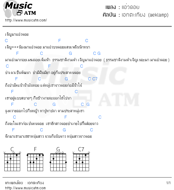 คอร์ดเพลง แอ่วดอย