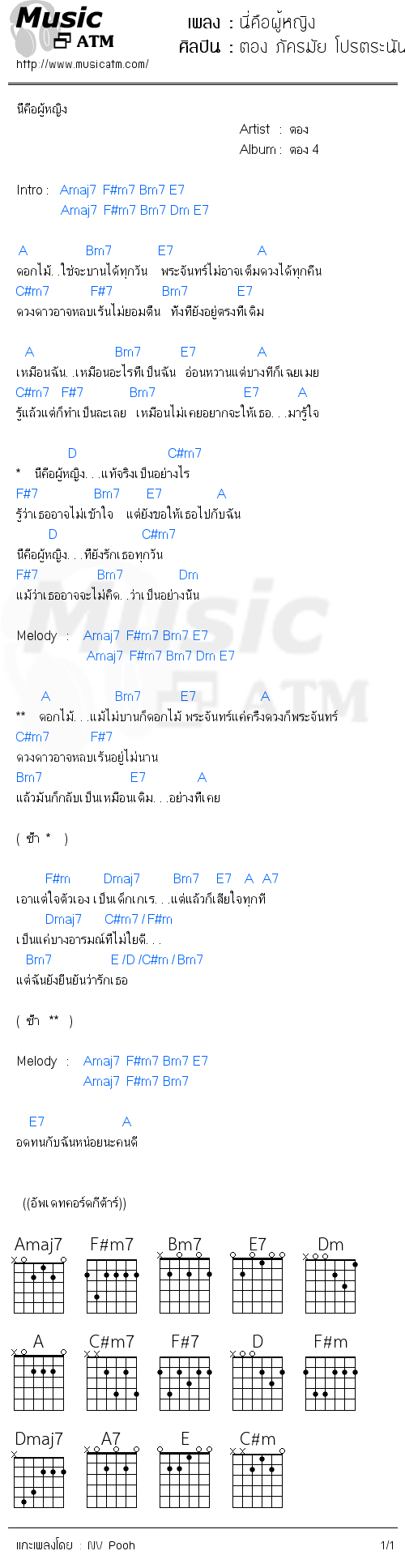 คอร์ดเพลง นี่คือผู้หญิง