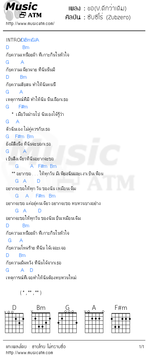 คอร์ดเพลง ขอ(V.ดีกว่าเดิม)