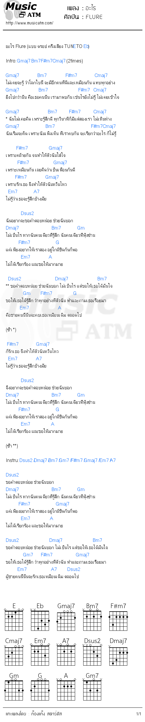 คอร์ดเพลง อะไร