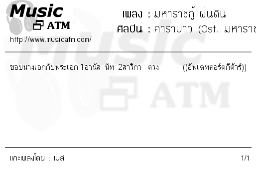 คอร์ดเพลง มหาราชกู้แผ่นดิน