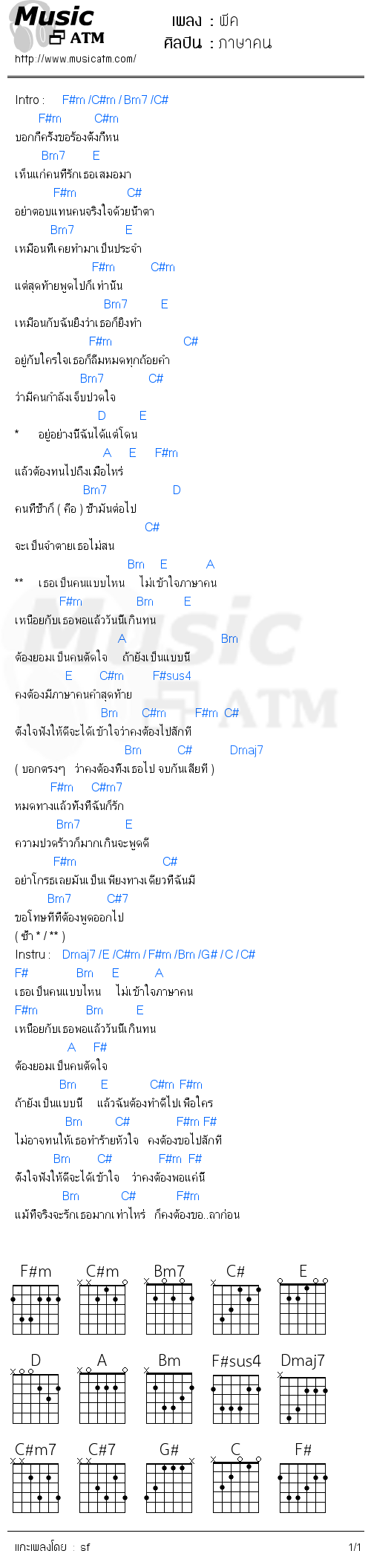 คอร์ดเพลง พีค