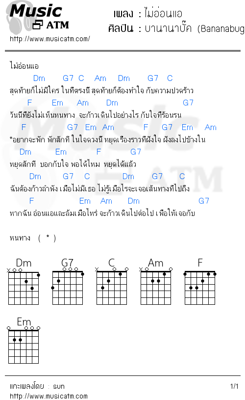 คอร์ดเพลง ไม่อ่อนแอ