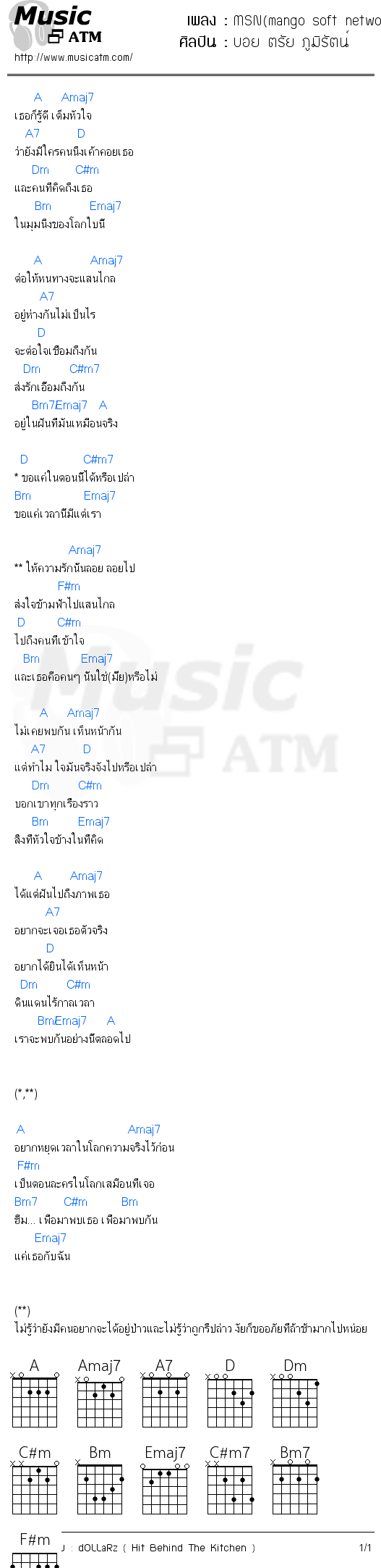 คอร์ดเพลง MSN(mango soft network)