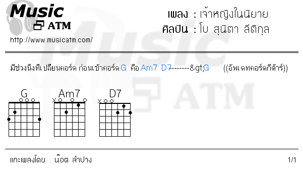 คอร์ดเพลง เจ้าหญิงในนิยาย