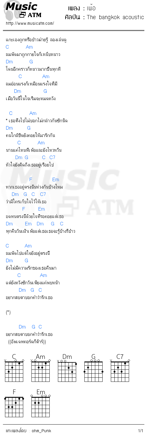 คอร์ดเพลง เพ้อ