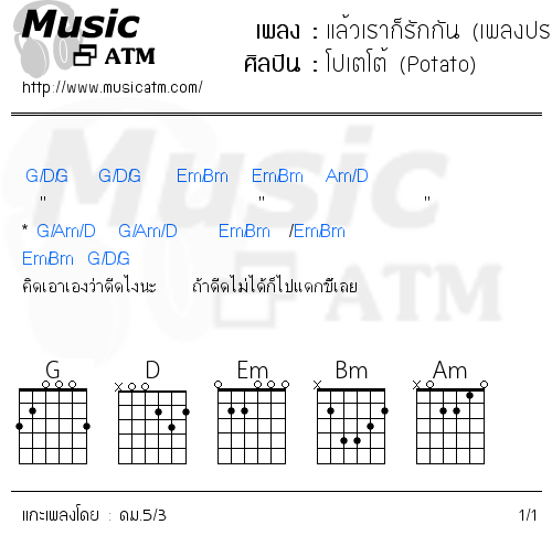 คอร์ดเพลง แล้วเราก็รักกัน (เพลงประกอบละคร กามเทพตัวน้อย )