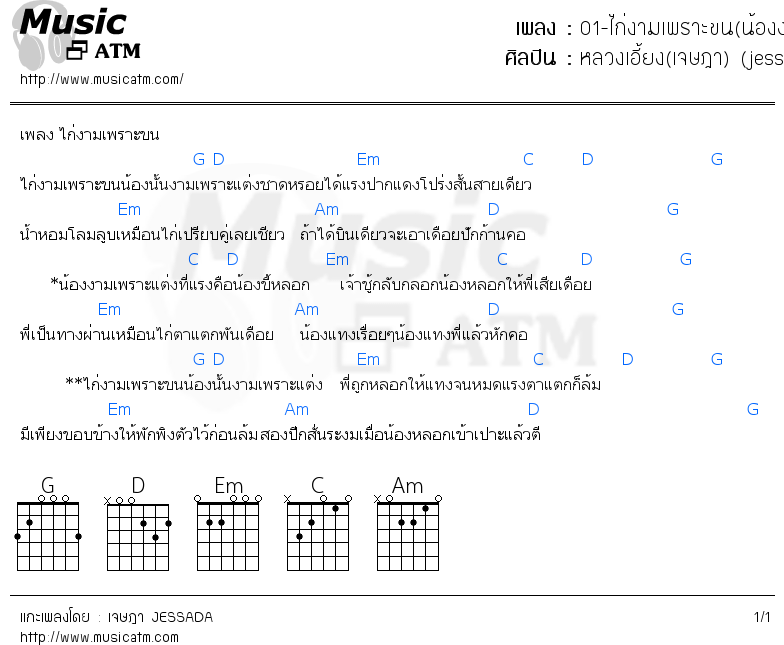 คอร์ดเพลง 01-ไก่งามเพราะขน(น้องงามเพราะแต่ง)