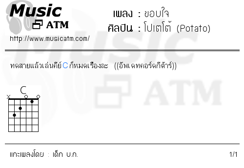 คอร์ดเพลง ขอบใจ