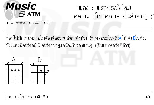 คอร์ดเพลง เพราะเธอใช่ไหม